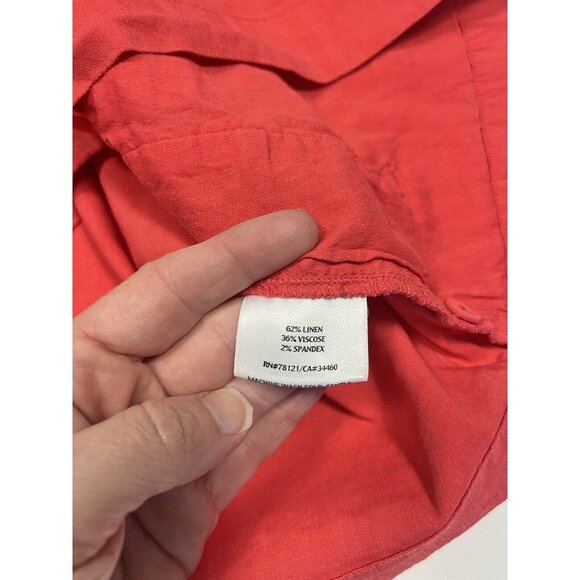 Eileen Fisher Shirt Womens Medium Pink Pullover Linen Blend 3/4 Sleeve Pockets - Picture 10 of 10